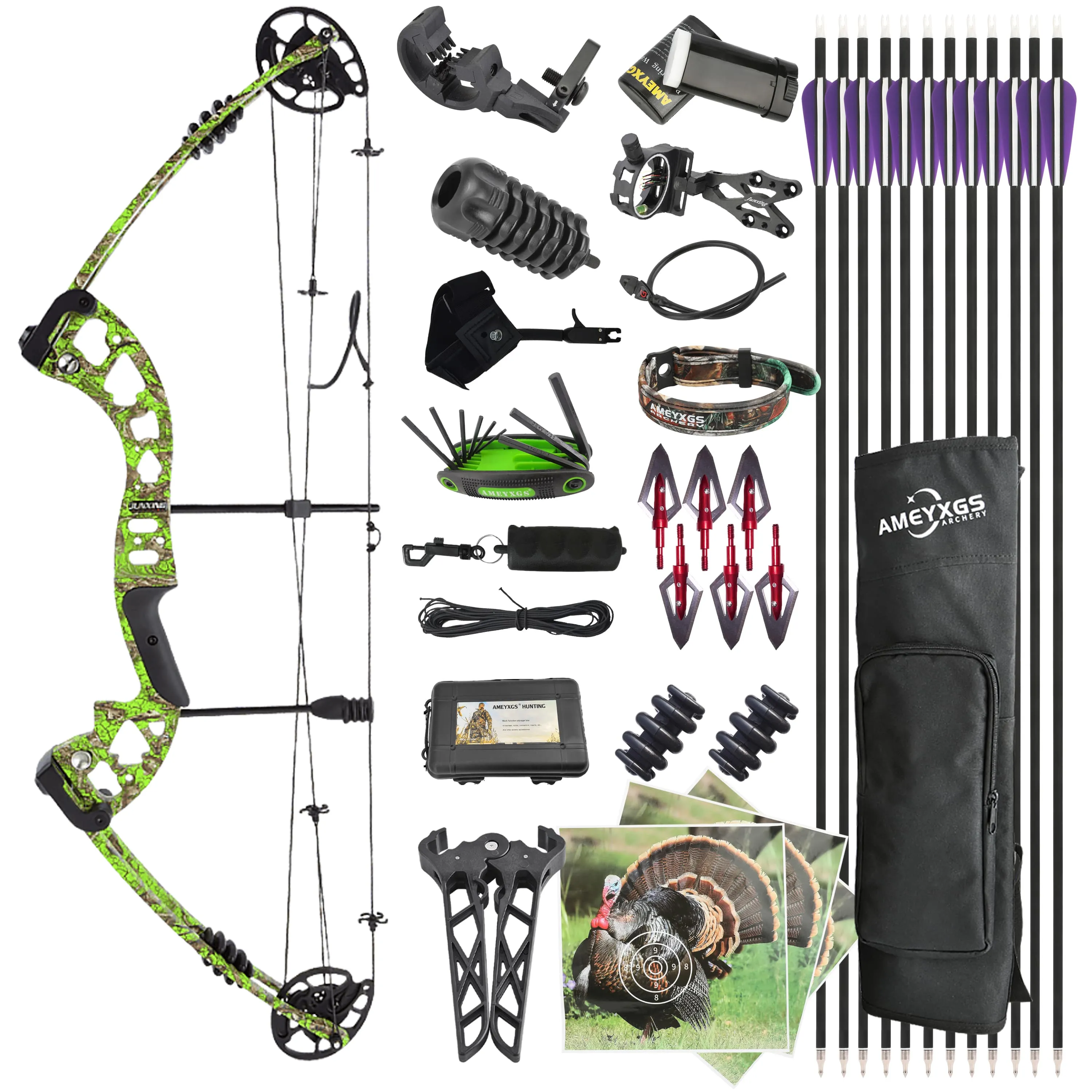 M131 Compound Bow Kit 30-55lbs Adjustable Hunting 310FPS