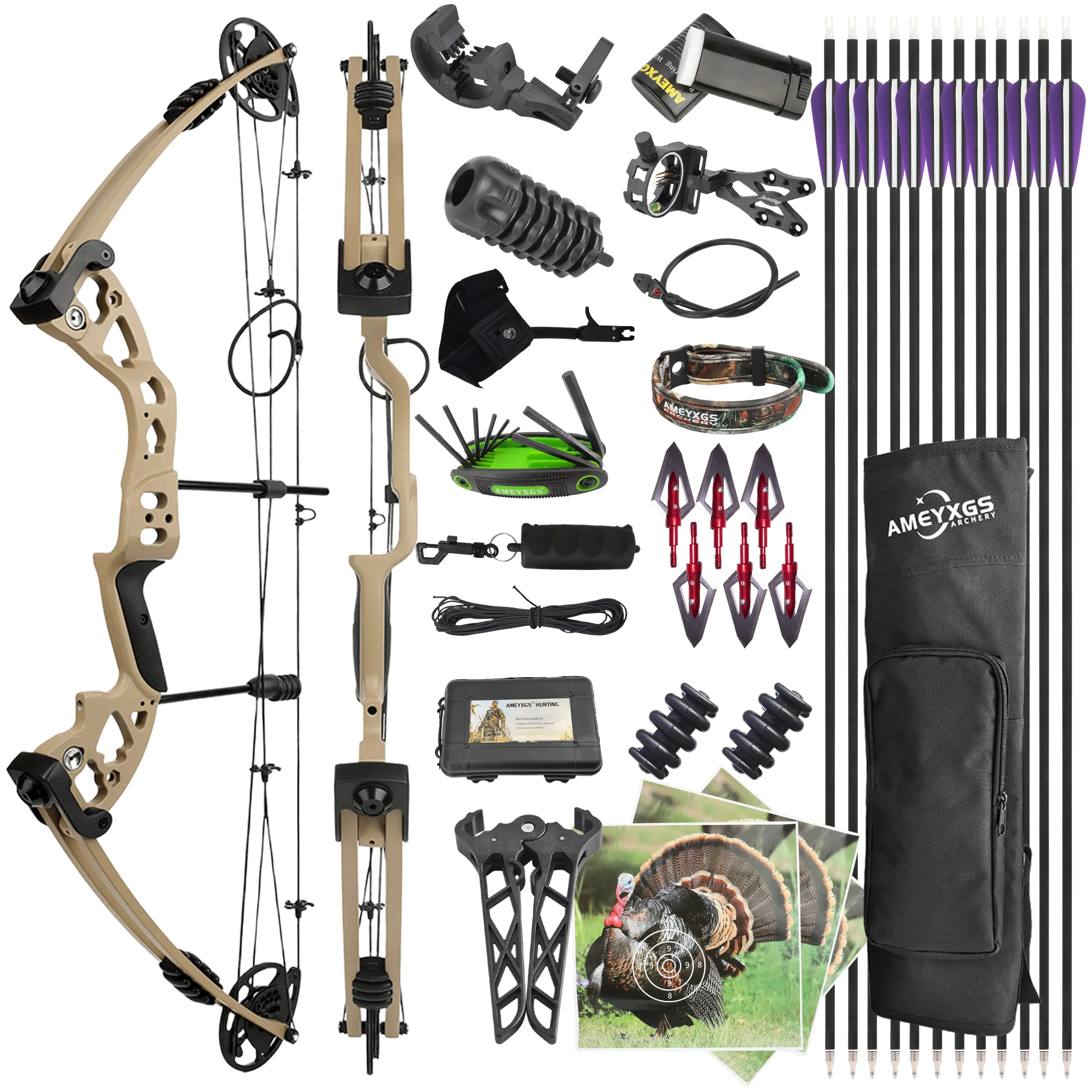 M131 Compound Bow Kit 30-55lbs Adjustable Hunting 310FPS