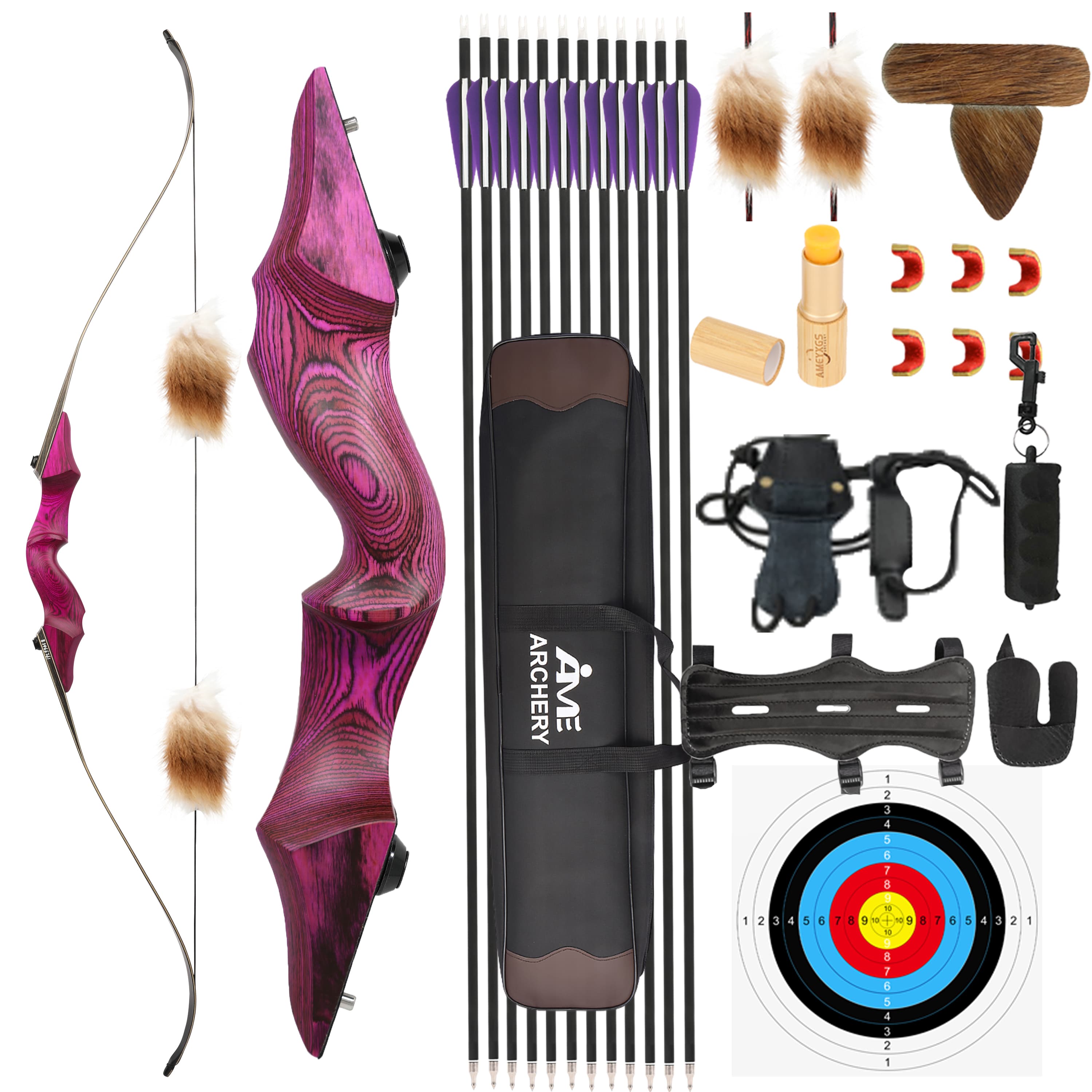 Blackhunter 60" Recurve Bow 60 lbs with Bamboo Core, 12 Arrows & Accessories