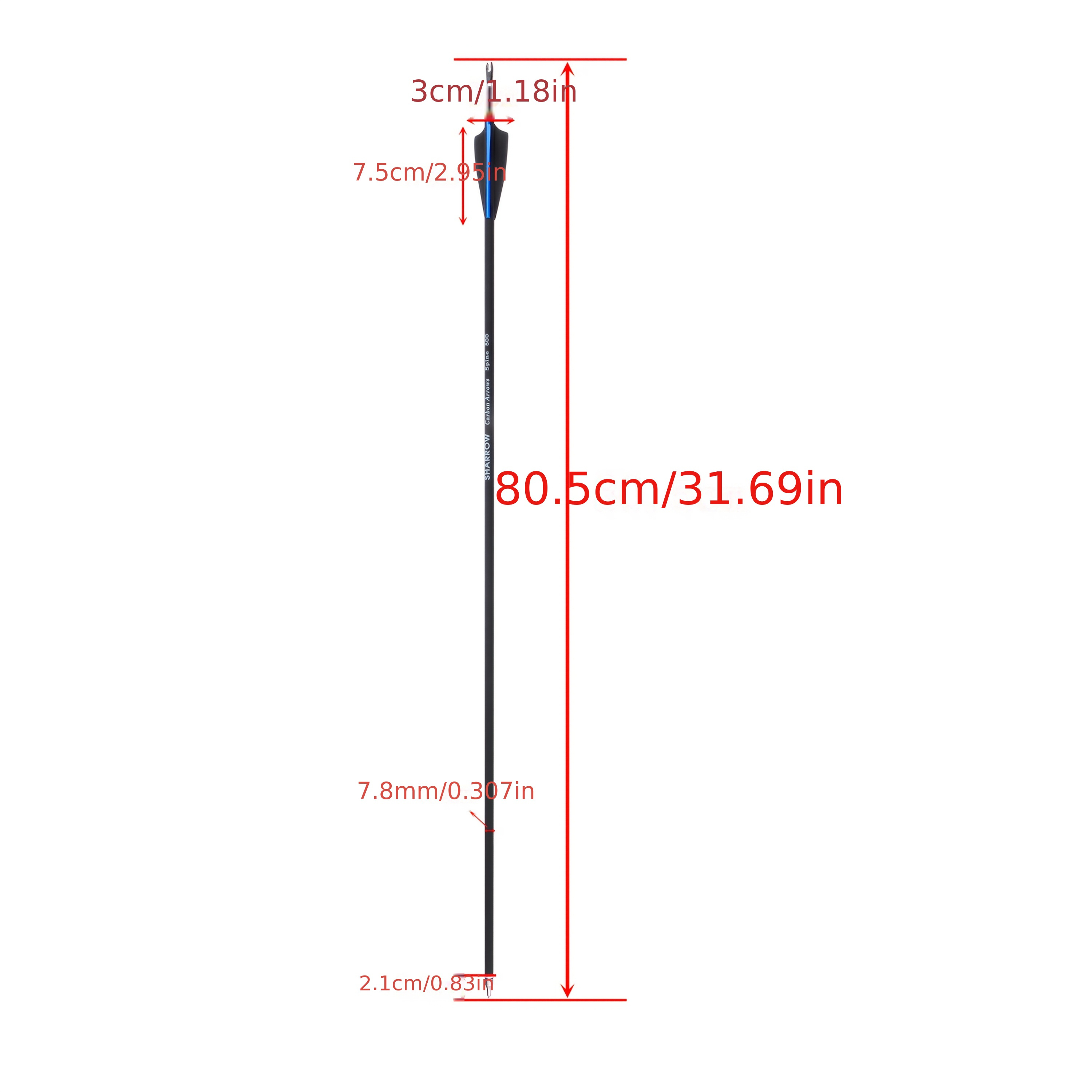 Blue-Black Mixed Carbon Arrows – 12pcs, 500 Spine