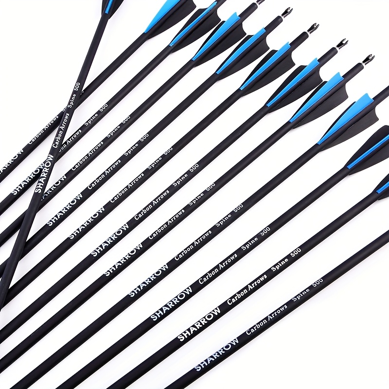 Blue-Black Mixed Carbon Arrows – 12pcs, 500 Spine