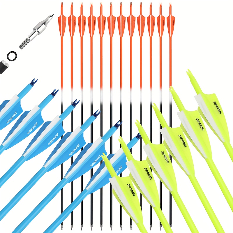 12pcs 30" Mixed Carbon Arrows with Rubber Vanes – 500 Spine