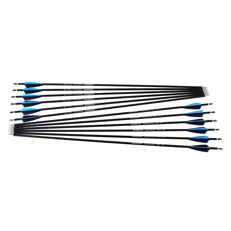 Blue-Black Mixed Carbon Arrows – 12pcs, 500 Spine