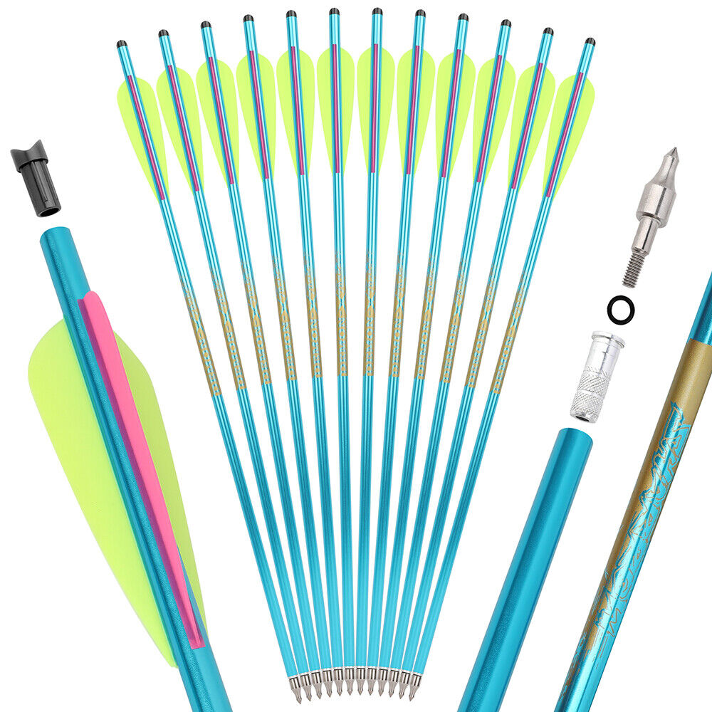 12pcs Crossbow Bolts Aluminum Arrows 20in 22in Vanes Crossbow Hunting Archery Shooting