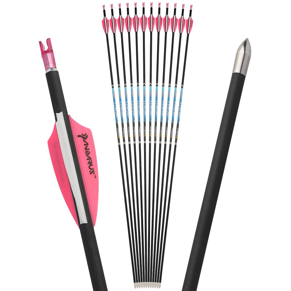 12pcs 2 pink 1 white 1.75-inch air guide cover rubber feather pure carbon arrow SP200-1500 ID4.2 archery
