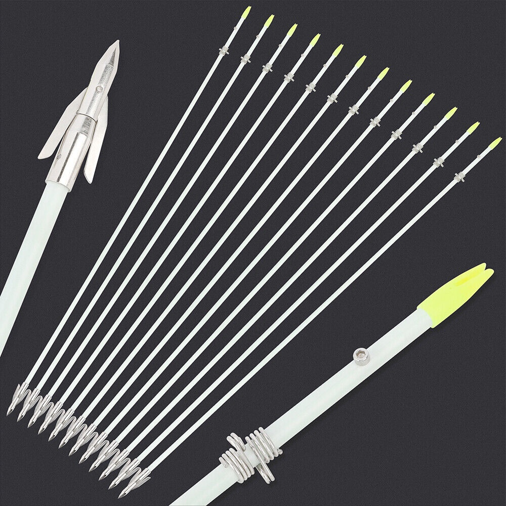 12pcs 36 "Arrow Fishing Solid Fiberglass Outer Diameter 8mm Fishing Bow Hunting