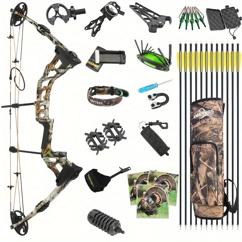 Archery Camouflage Composite Bow Set 0-70lbs Outdoor Shooting Hunting Bow And Arrow Right Hand