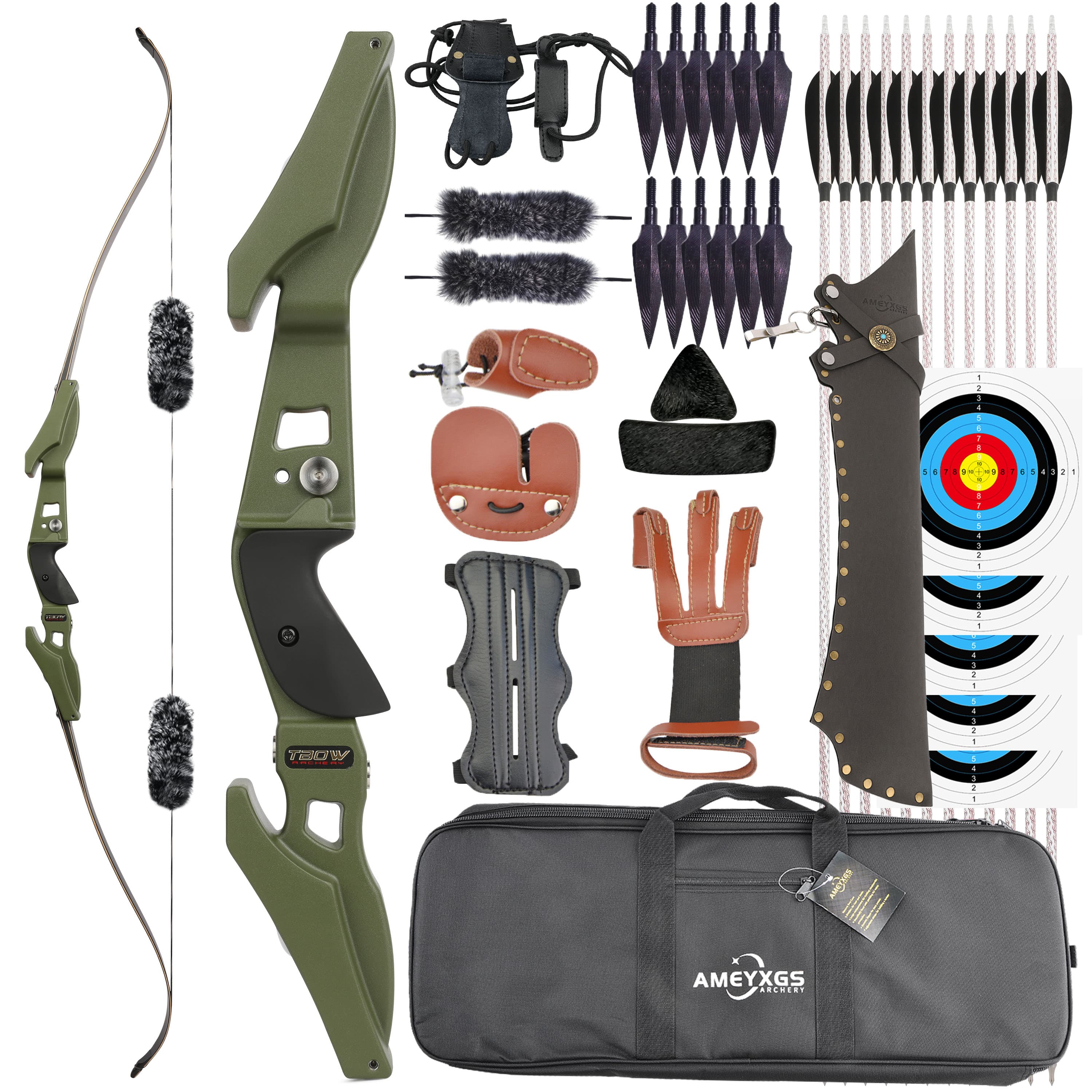 TBOW B3 62 inch Hunting Recurve Bow Kit 25-65lbs