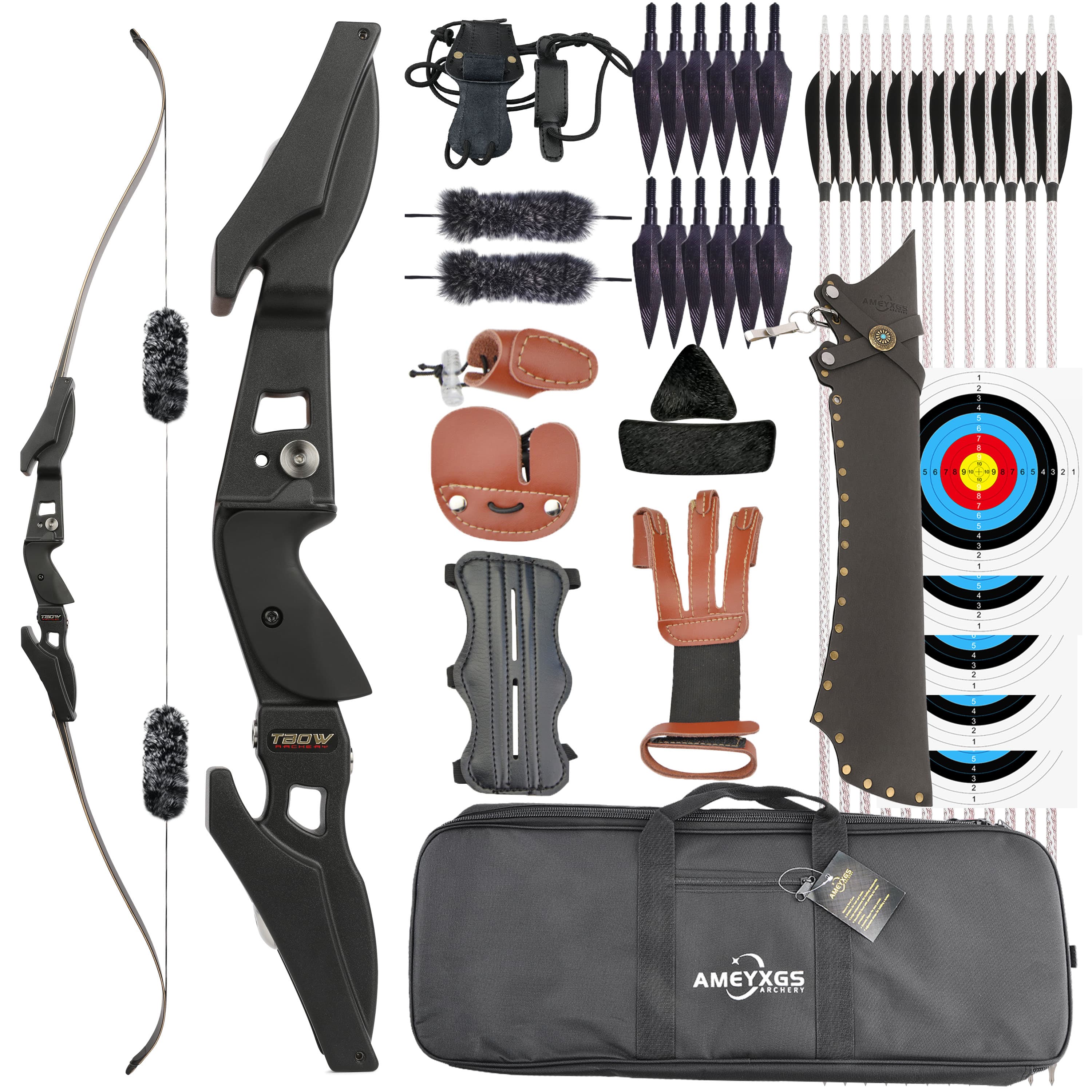 TBOW B3 62 inch Hunting Recurve Bow Kit 25-65lbs
