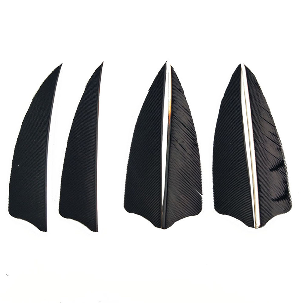 50 pcs 3" Real Feather Shield Vanes — 6 Colors for Archery Arrows