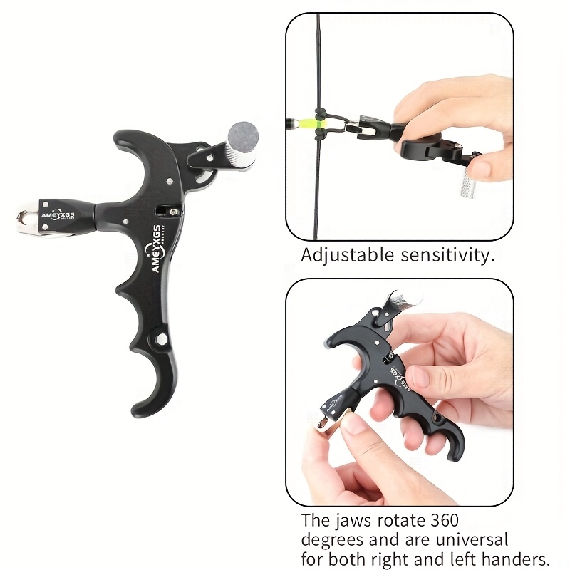 AMEYXGS 4-Finger Aluminum Archery Release – Black