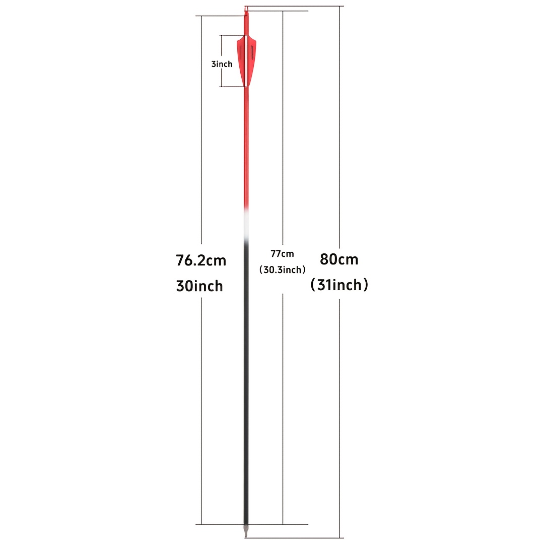 12pcs 30" Mixed Carbon Arrows with Rubber Vanes – 500 Spine