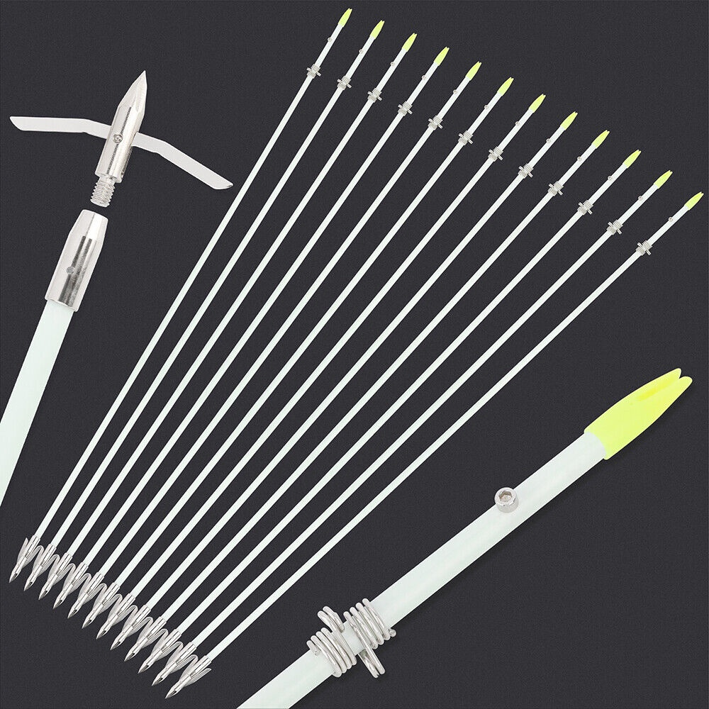 12pcs 36 "Arrow Fishing Solid Fiberglass Outer Diameter 8mm Fishing Bow Hunting