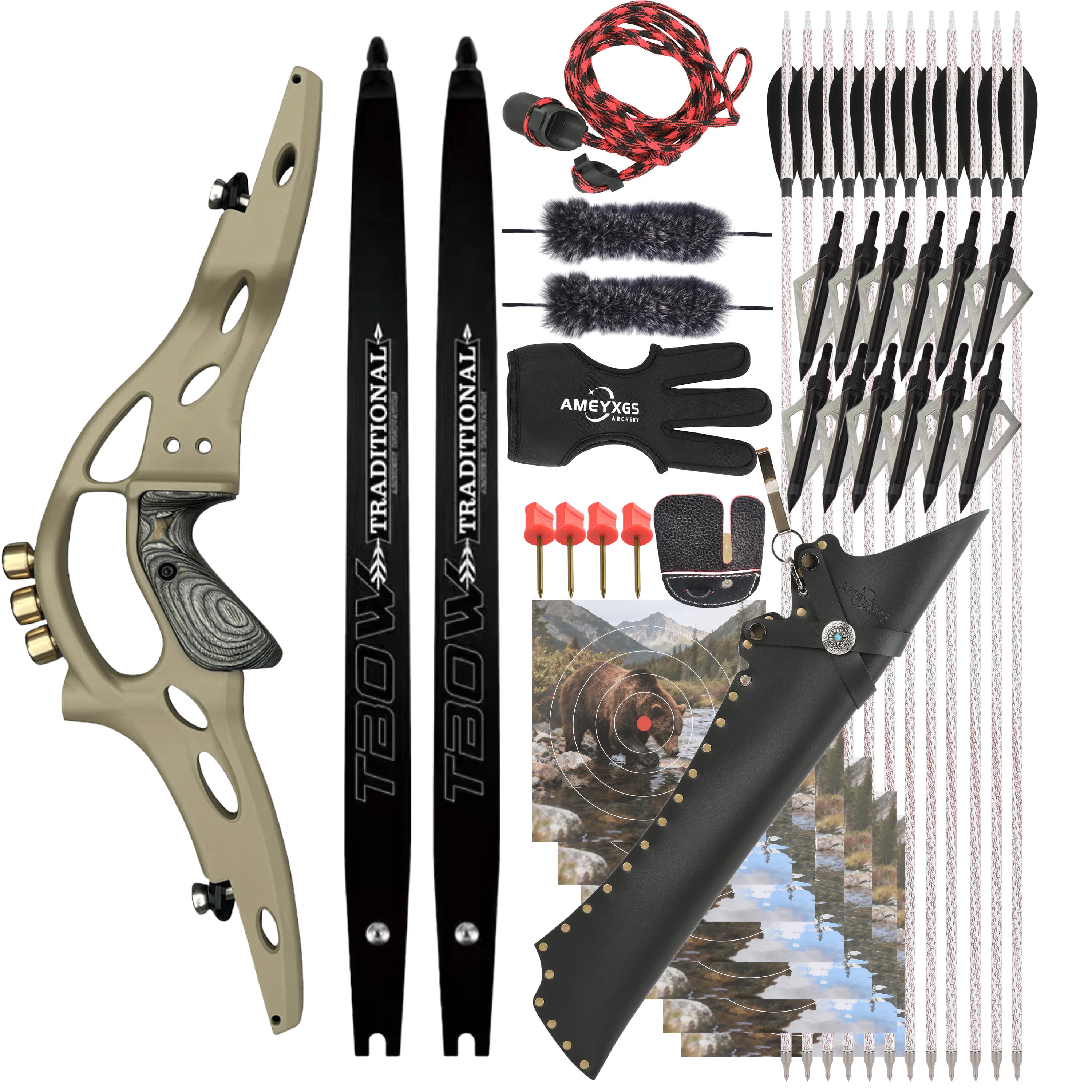 TBOW 62" ILF American Bow 30-60# Recurve Hunting