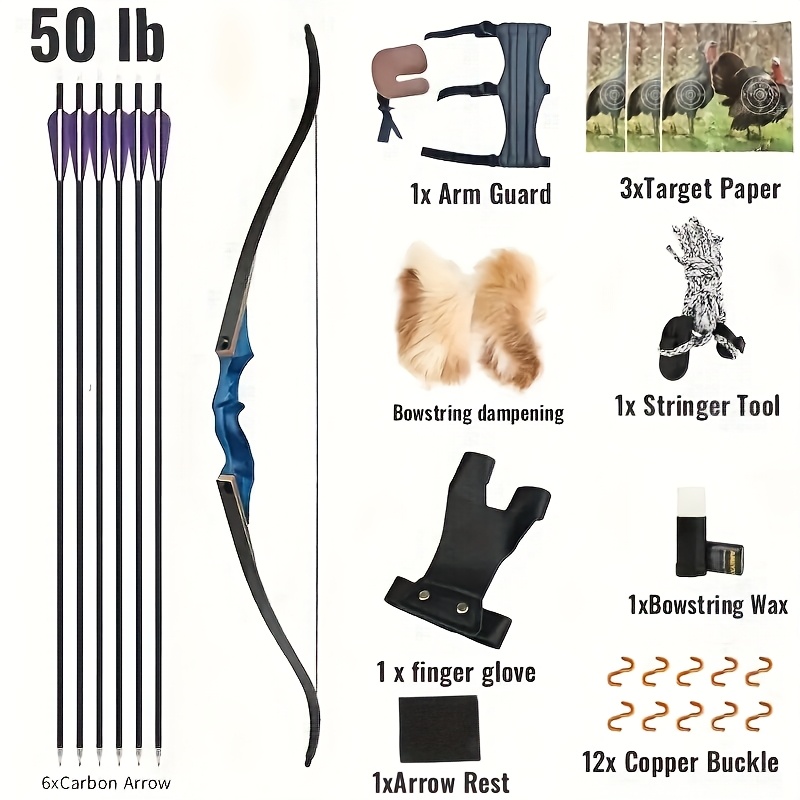 Black Hunter 50lb Detachable Bow – 60in, Blue Handle