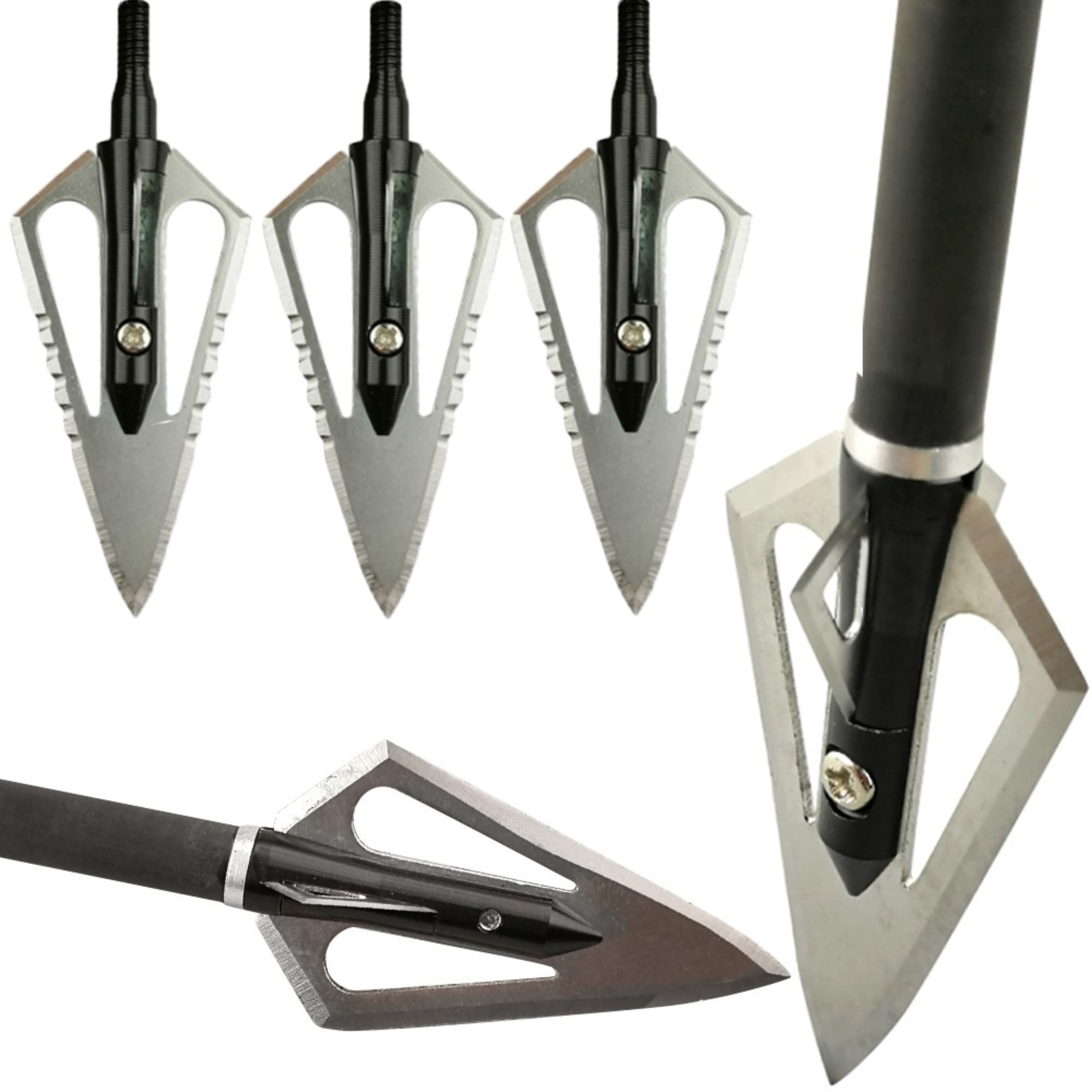 100 Grain Archery Broadheads Fixed Blade for Hunting 12 pcs