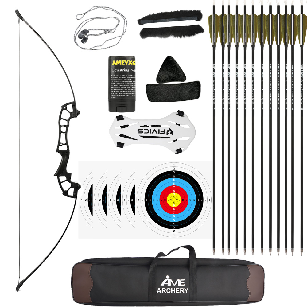 Archery Recurve Bow 40lbs Black Aluminum Magnesium Fiber for Hunting and Target Shooting