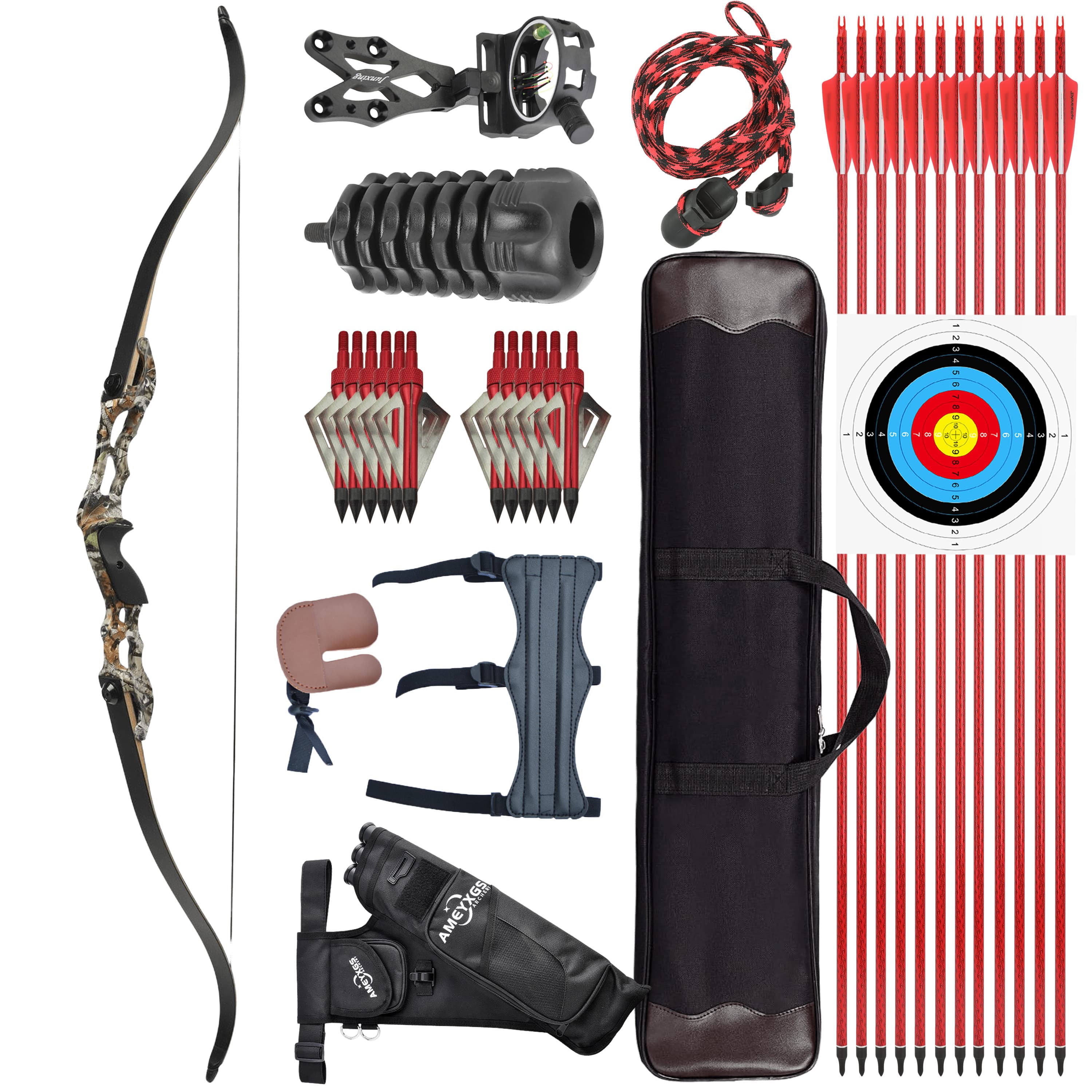 JUNXING F185 Archery Takedown Recurve Bow Kit 30-50Ibs