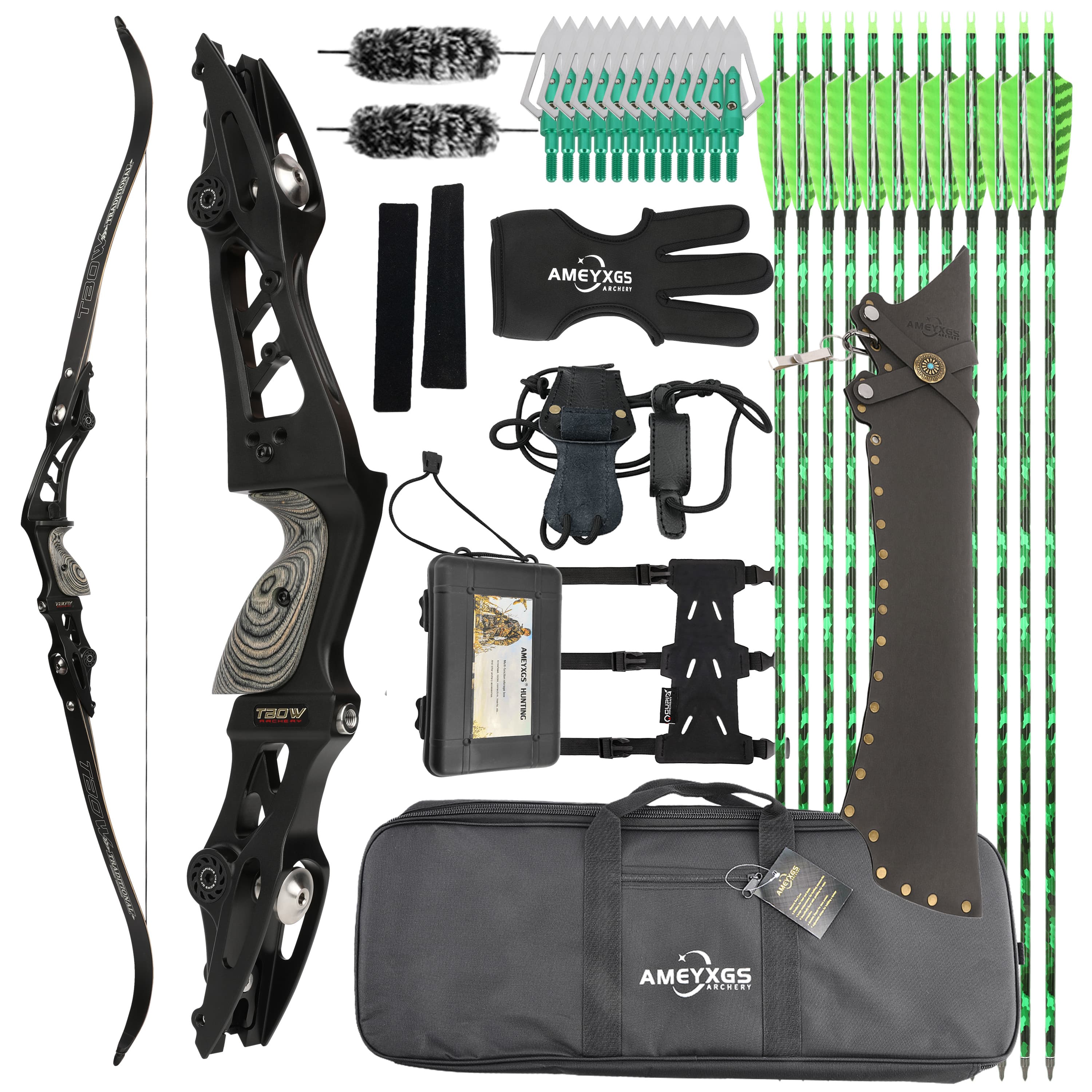 62inch Archery Recurve Bow Set 25-60LBS Hunting RH Shooting Bow