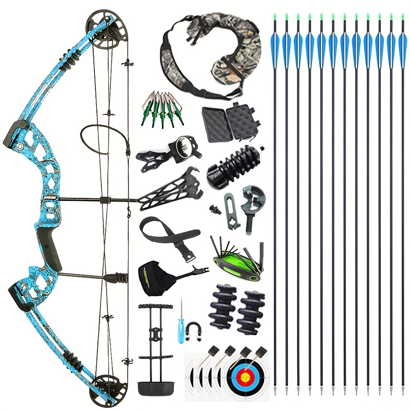 Blue Adjustable Compound Bow 30-55lbs 310fps Aluminum Alloy Hunting Bow