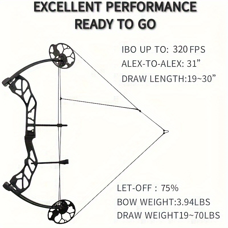 Adjustable 19-70lb Compound Bow – Aluminum Handle, Dual Cam