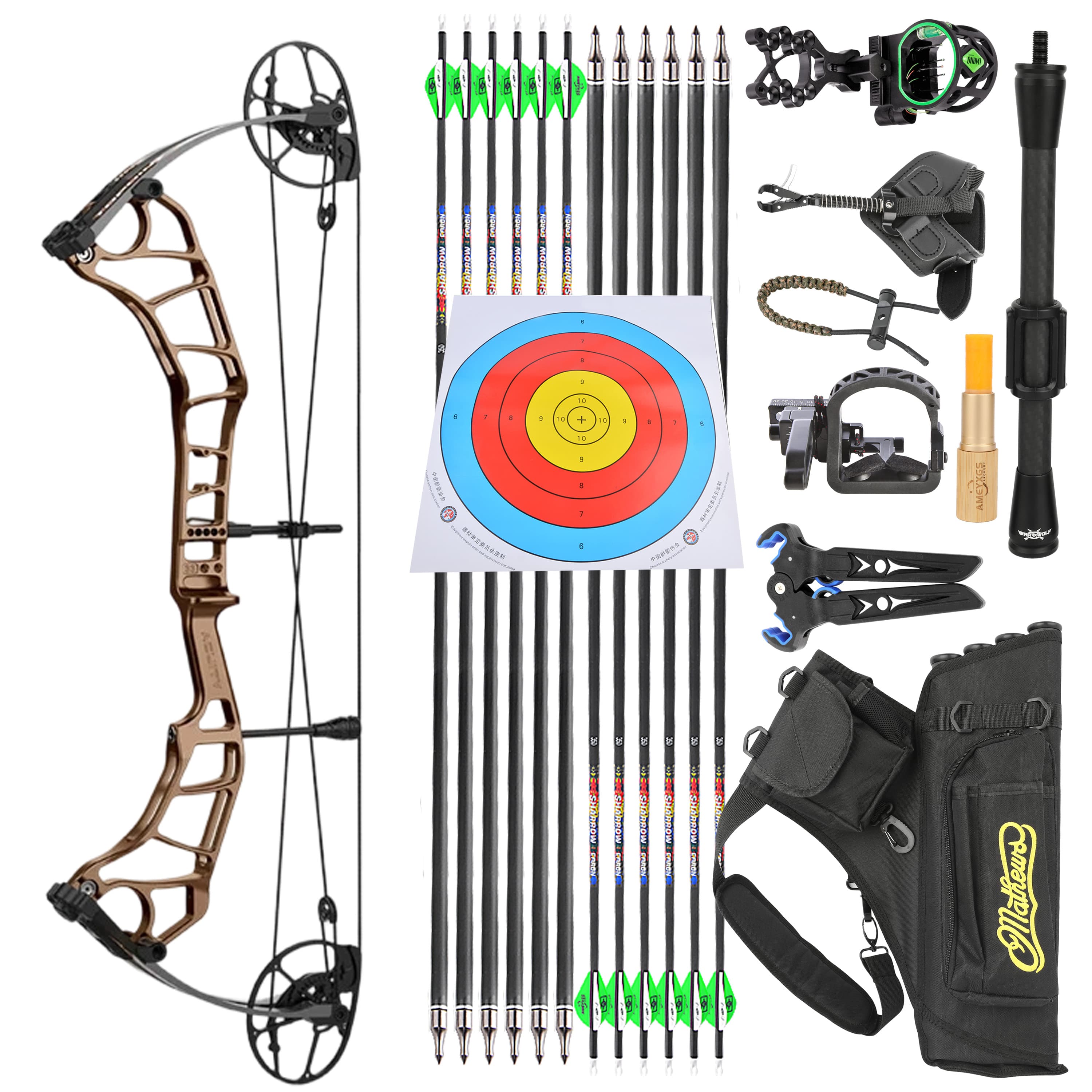 50-60lbs Compound BowArchery Set Target Hunting 