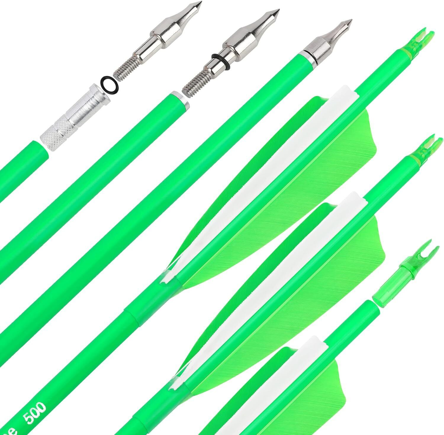 12pcs 30" Mixed Carbon Arrows Archery 4" Turkey Feather SP600 Arrowhead Bow Shooting Hunting