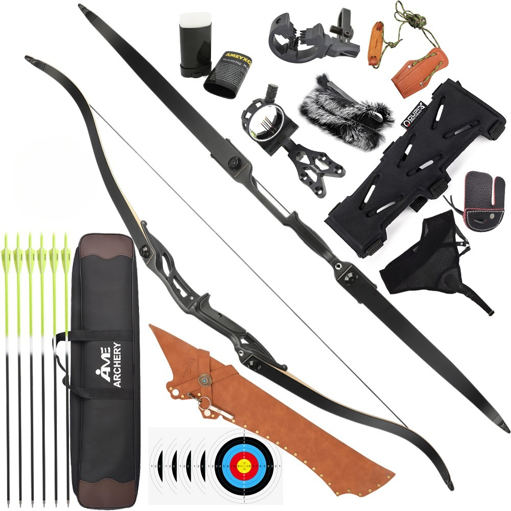 F179 30-50lbs Archery Recurve Bow Kit 56" Takedown Hunting