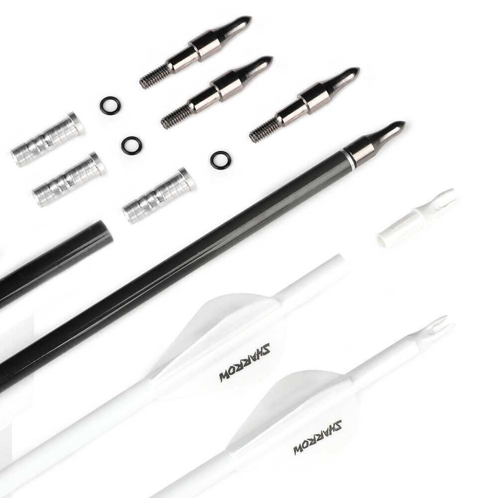 12pcs 32" Pure Carbon Arrows SP300-800 ID6.2mm Archery Recurve Bow Fields Tips Hunting