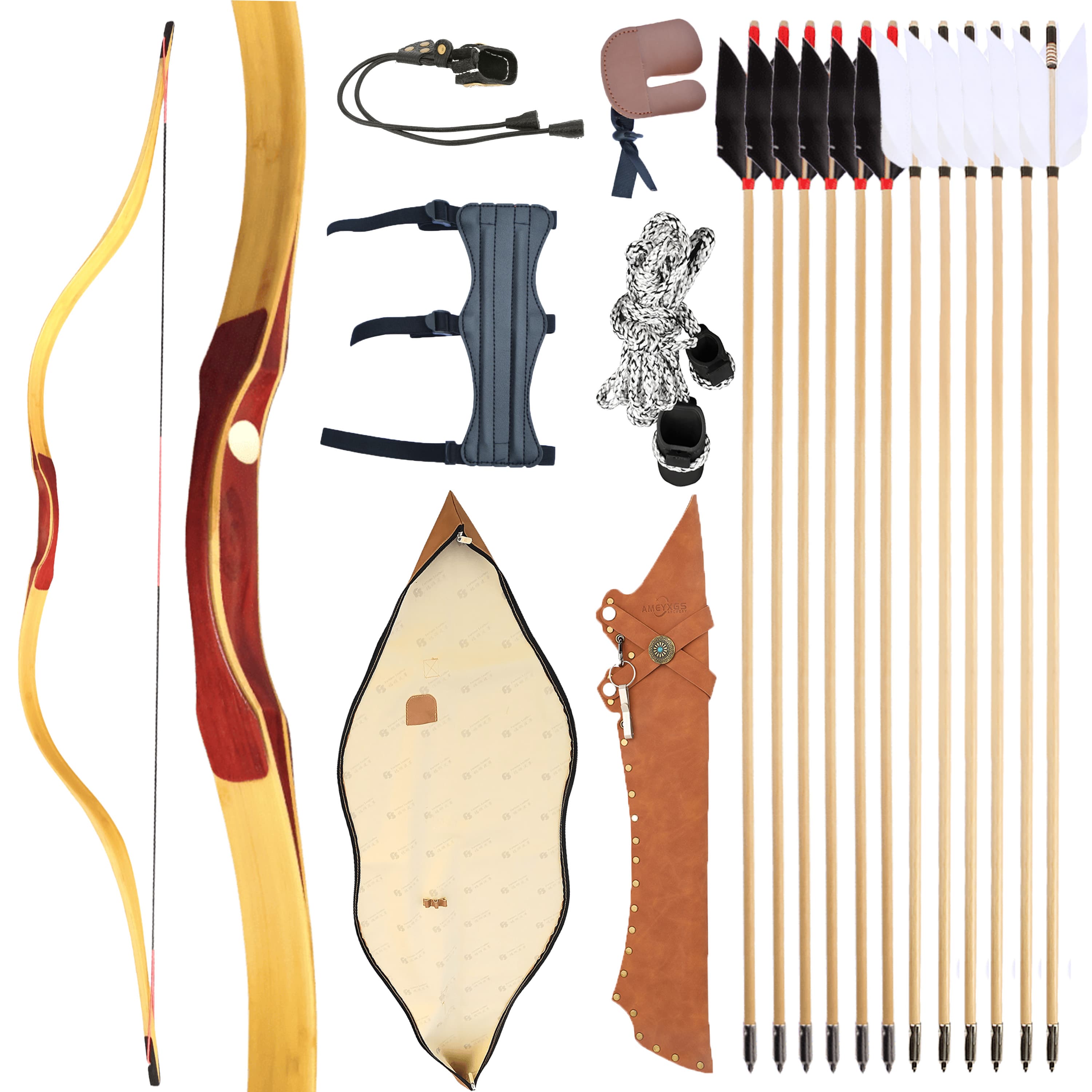 15-50lbs Traditional Bow Arrow Set Archery Hunting