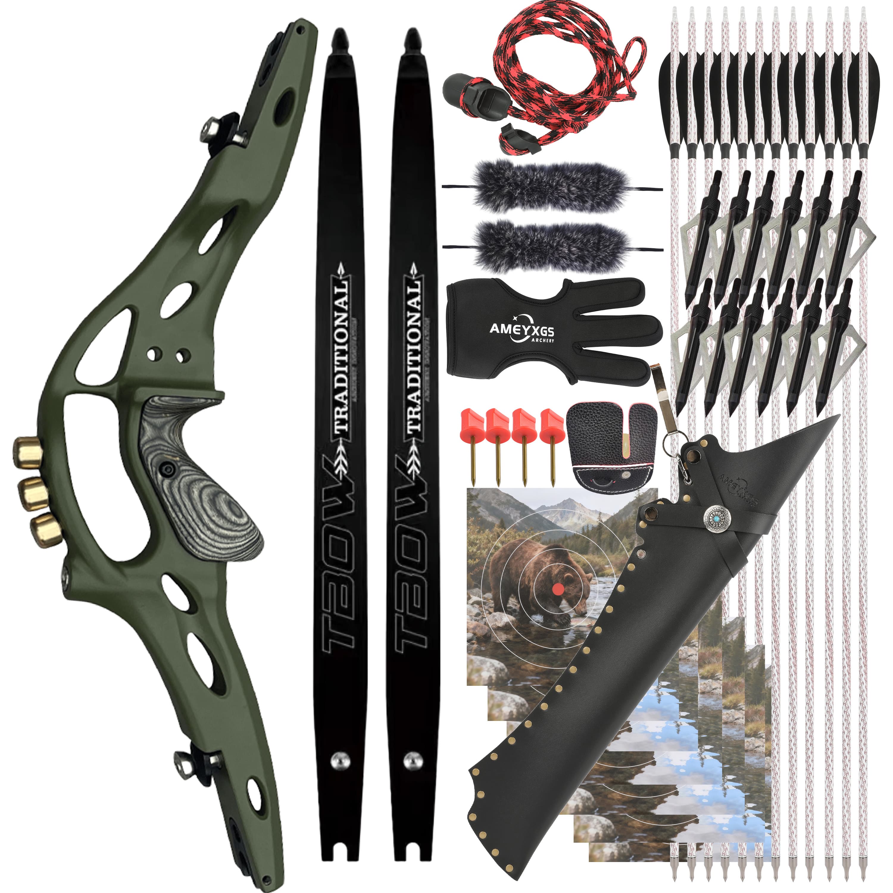 TBOW 62" ILF American Bow 30-60# Recurve Hunting