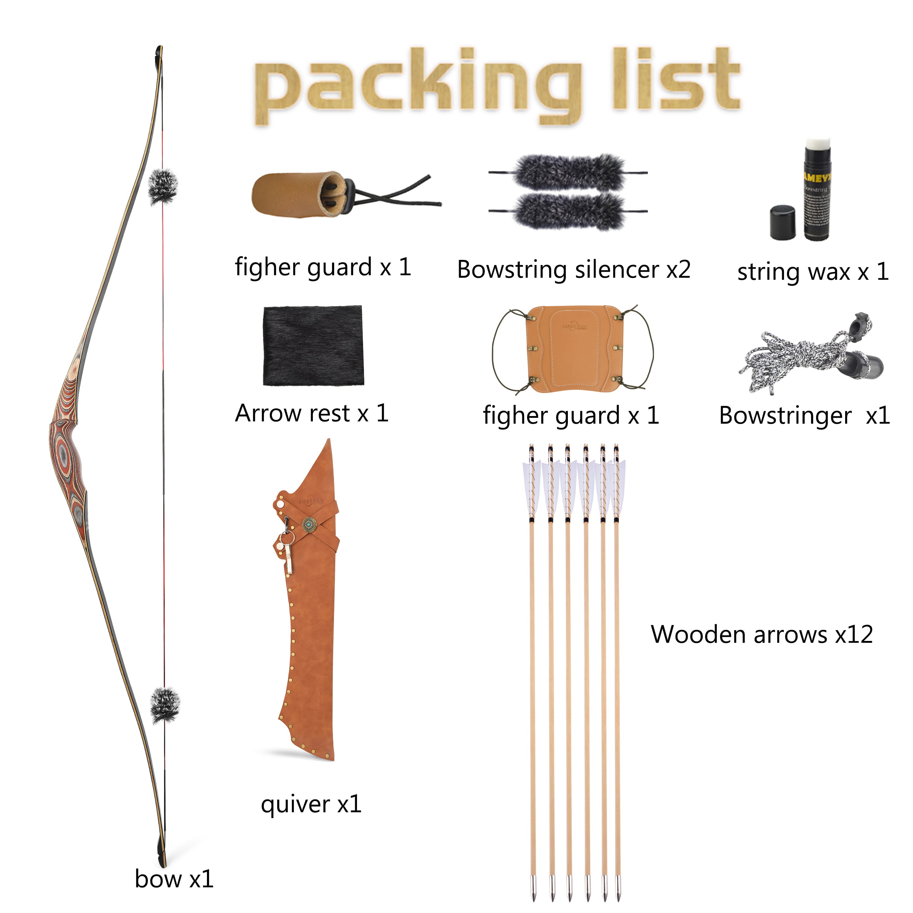 58'' Traditional Bow Hybrid Longbow Takedown 20-55lbs