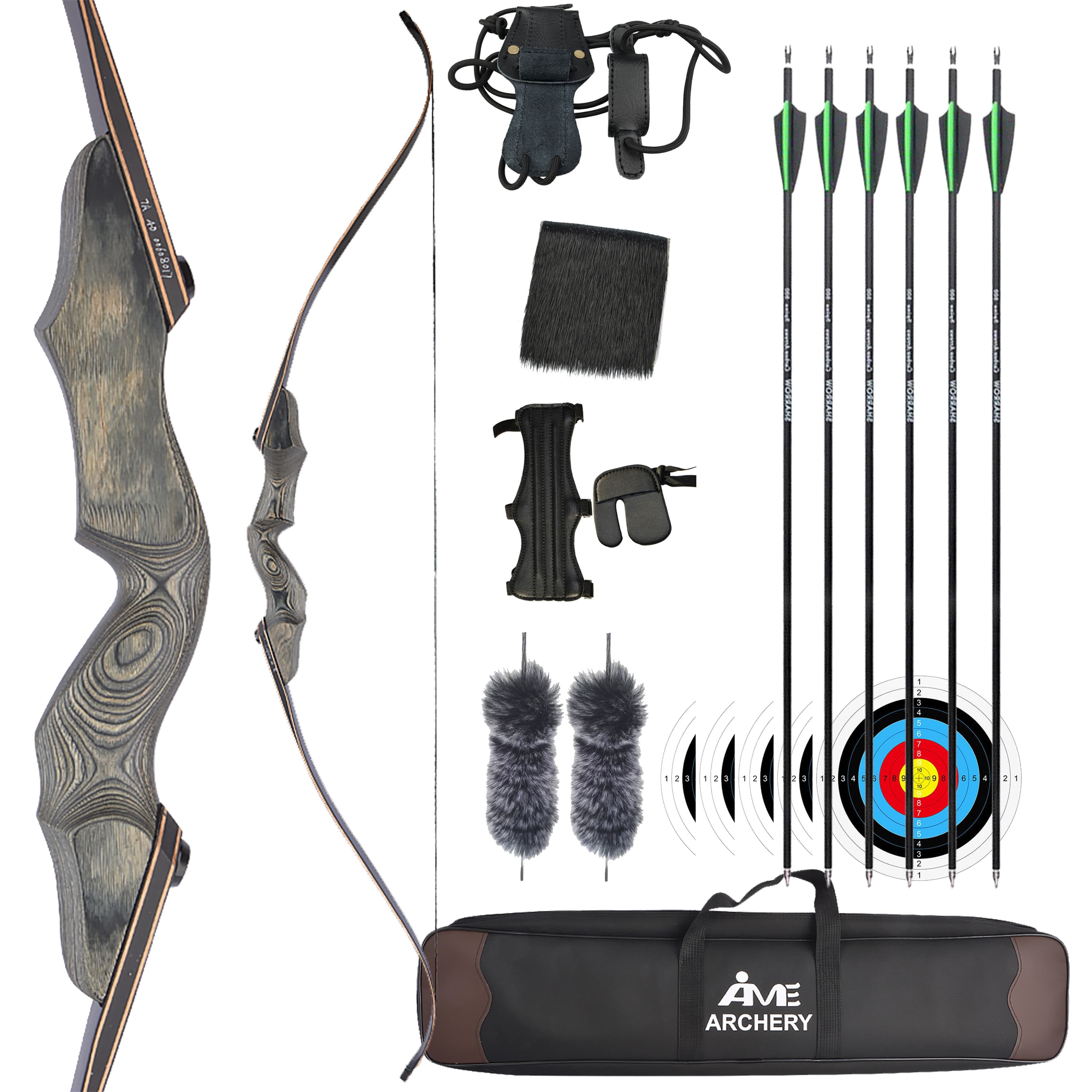 60'' Archery Longbow Takedown Wooden Riser 30-50lbs Target Shooting