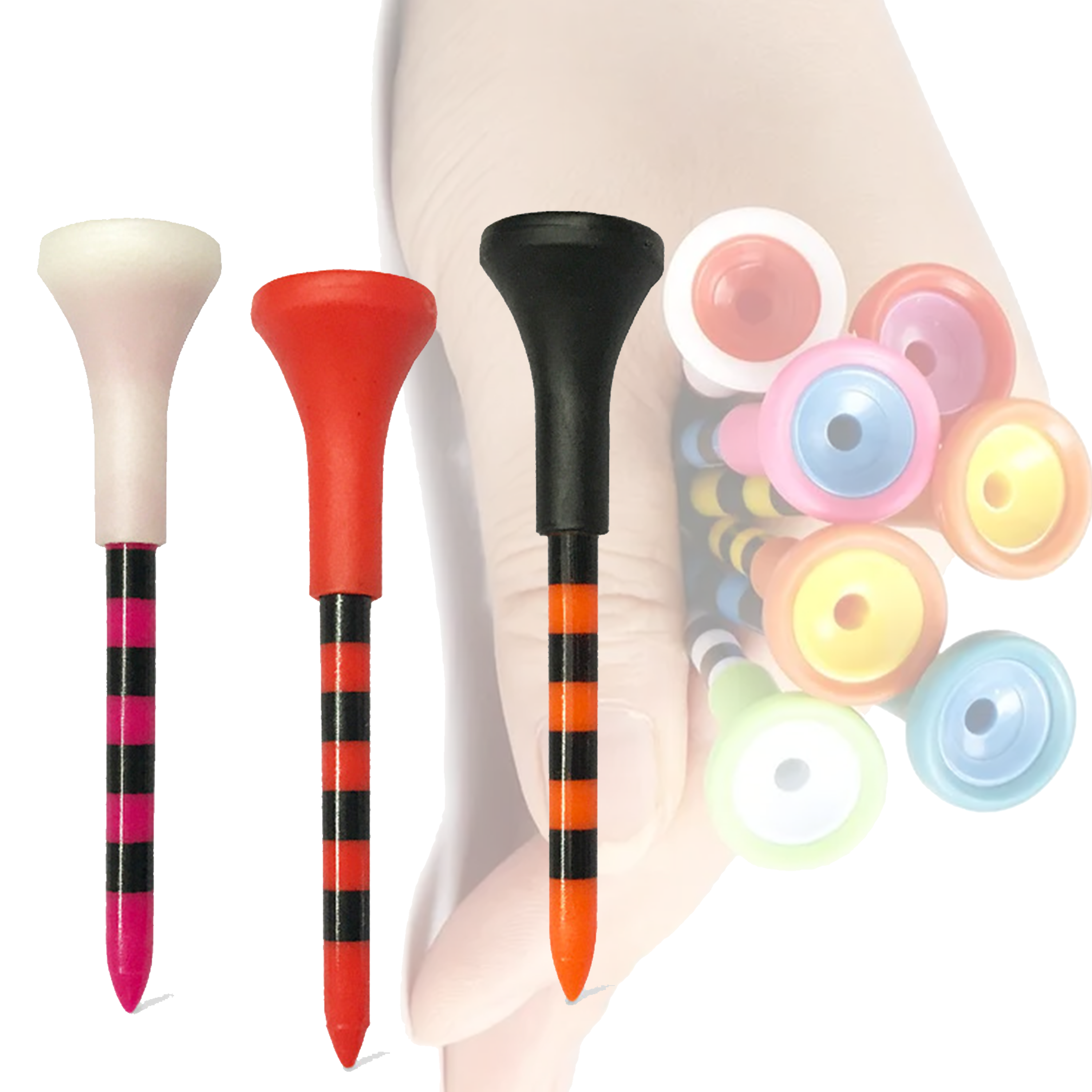 Colored Unbreakable Golf Tees 83mm 70mm Professional Tee Holder 50X