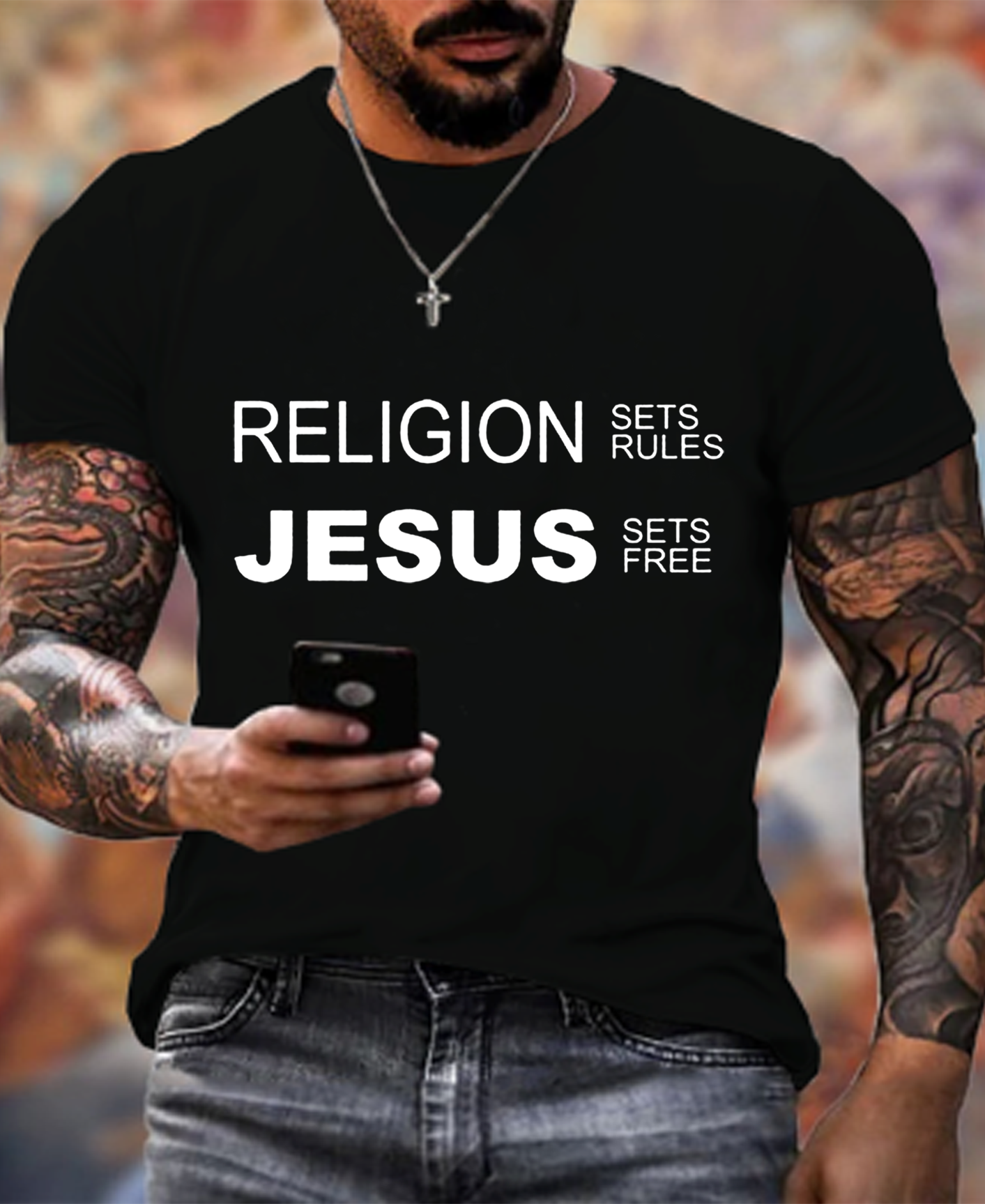 Jesus Sets Free Religion Sets Rules Tee