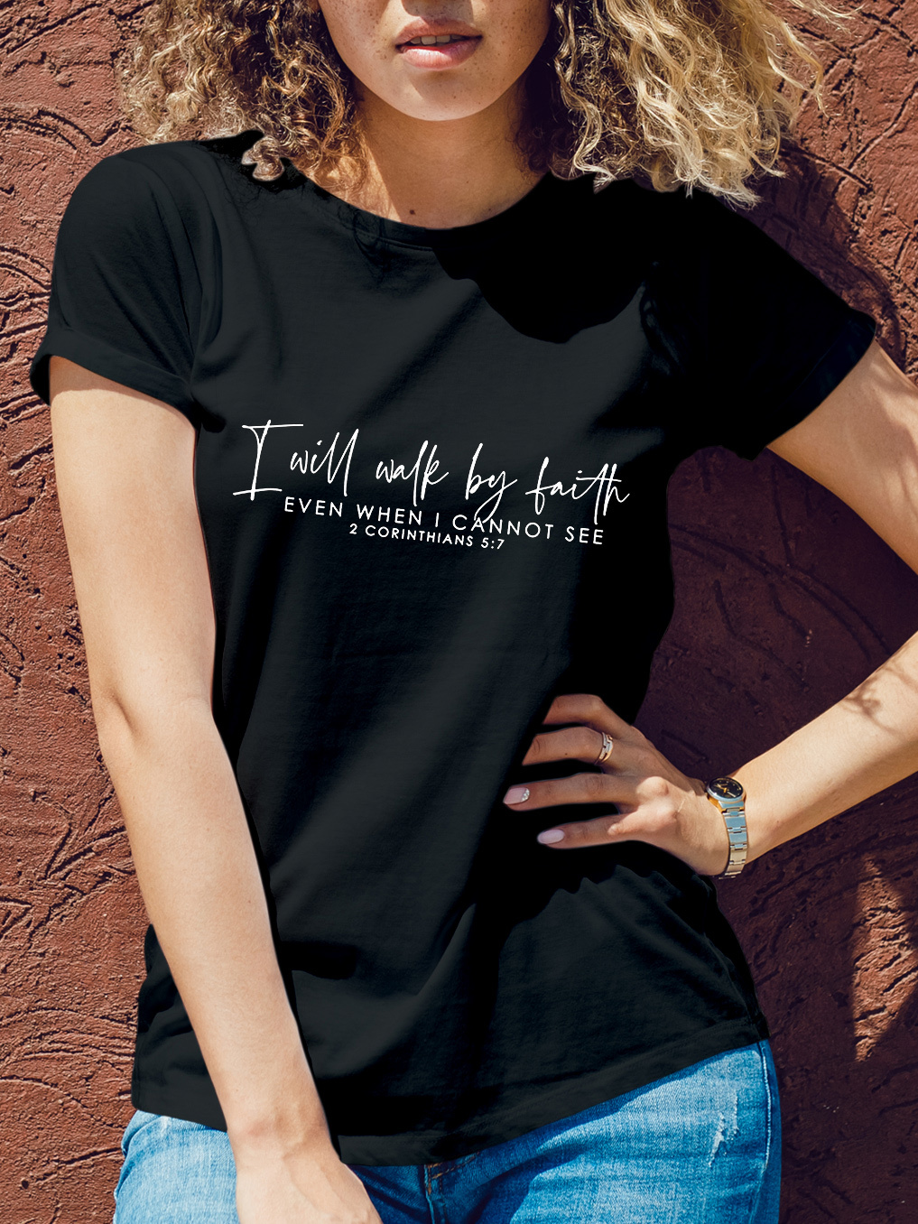 When Life Knocks Me Down Jesus Picks Me Up Women Tee-Faith Design