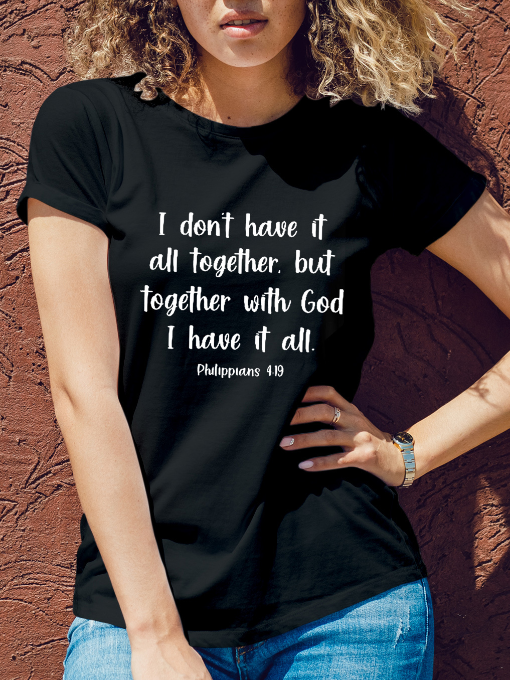 When Life Knocks Me Down Jesus Picks Me Up Women Tee-Faith Design