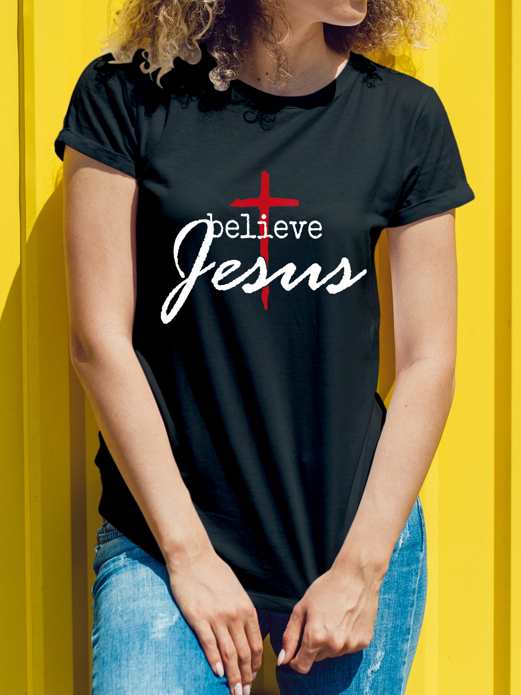 When Life Knocks Me Down Jesus Picks Me Up Women Tee-Faith Design