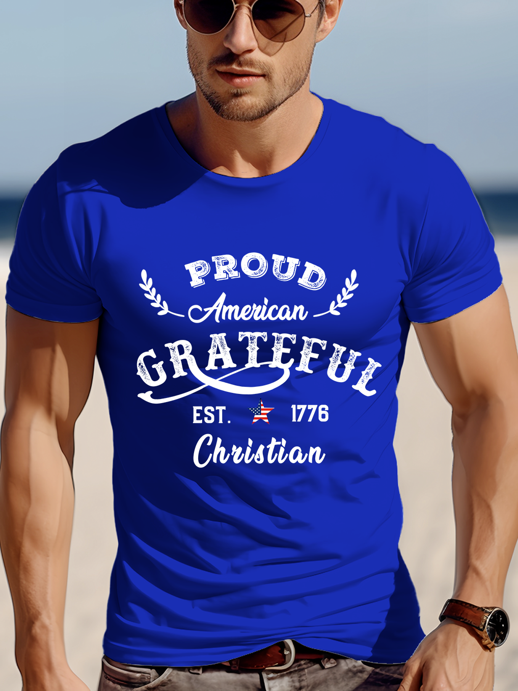 Proud American Grateful Christian Tee