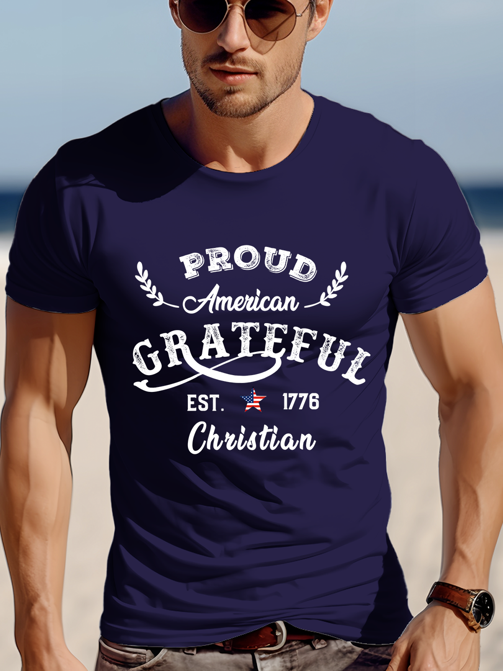 Proud American Grateful Christian Tee