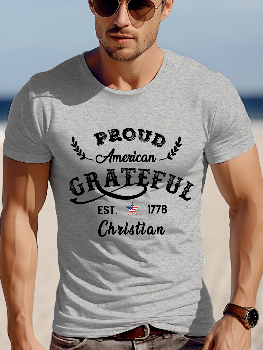 Proud American Grateful Christian Tee