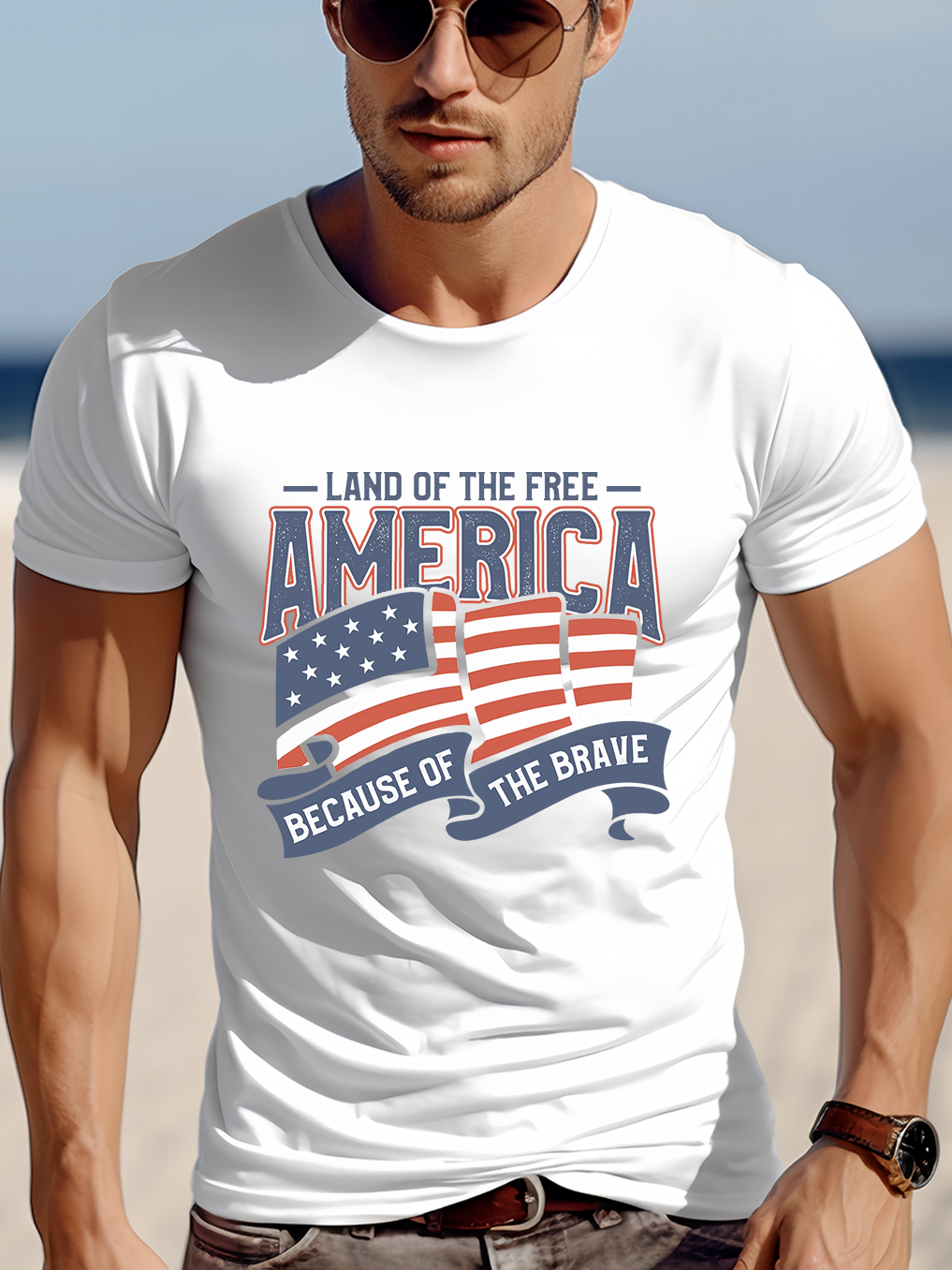 Land Of The Free America Because Of The Brave Tee