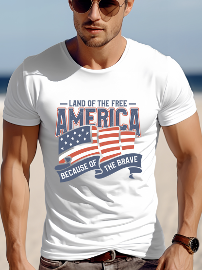 Land Of The Free America Because Of The Brave Tee