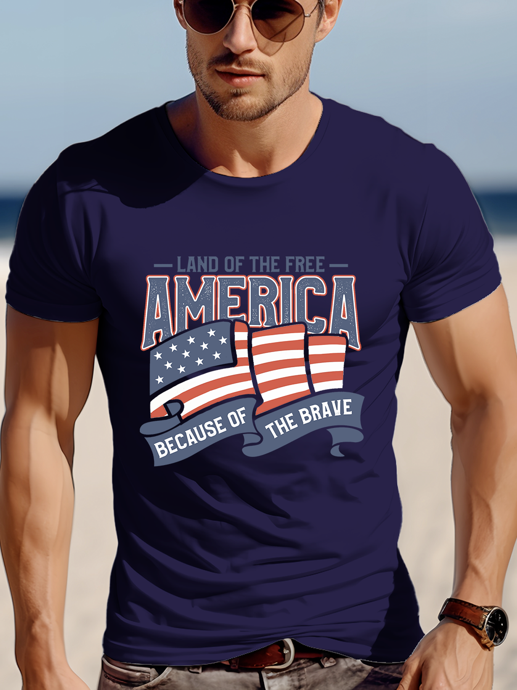 Land Of The Free America Because Of The Brave Tee