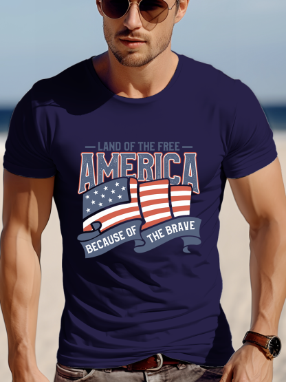 Land Of The Free America Because Of The Brave Tee