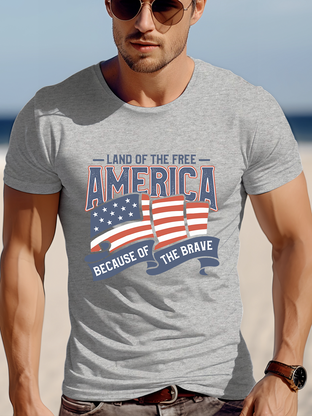 Land Of The Free America Because Of The Brave Tee