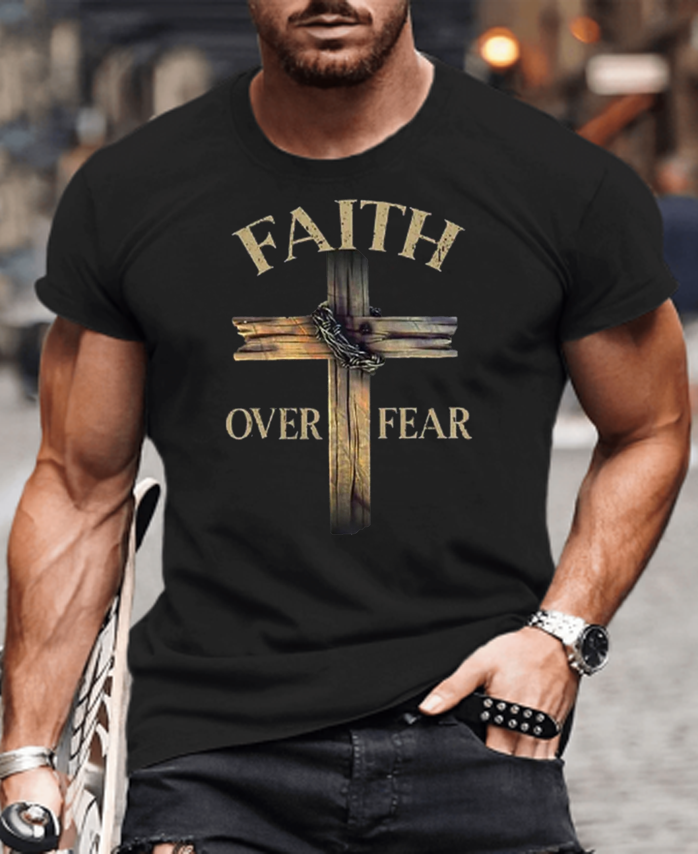 Faith Over Fear Cross Tee