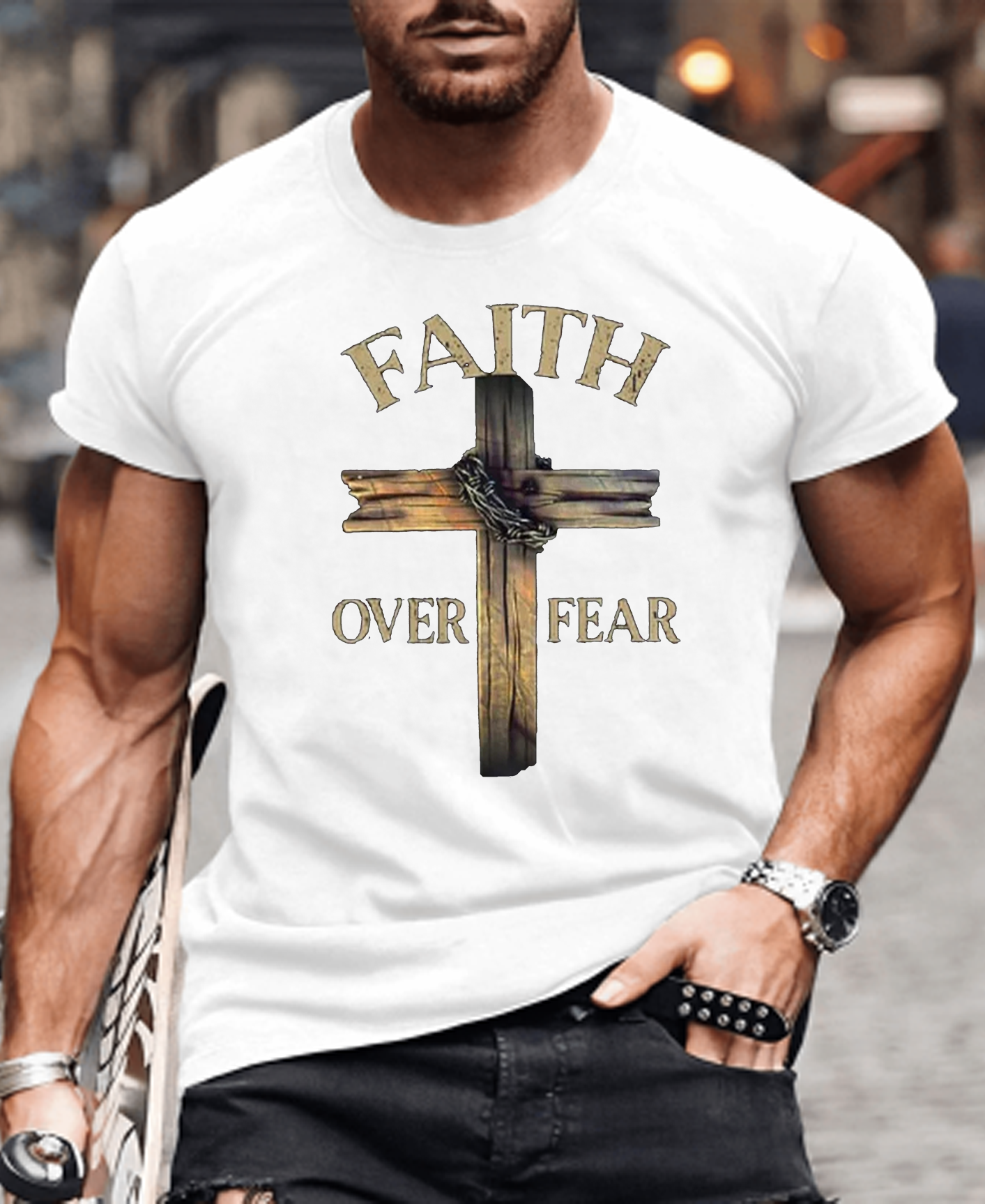 Faith Over Fear Cross Tee