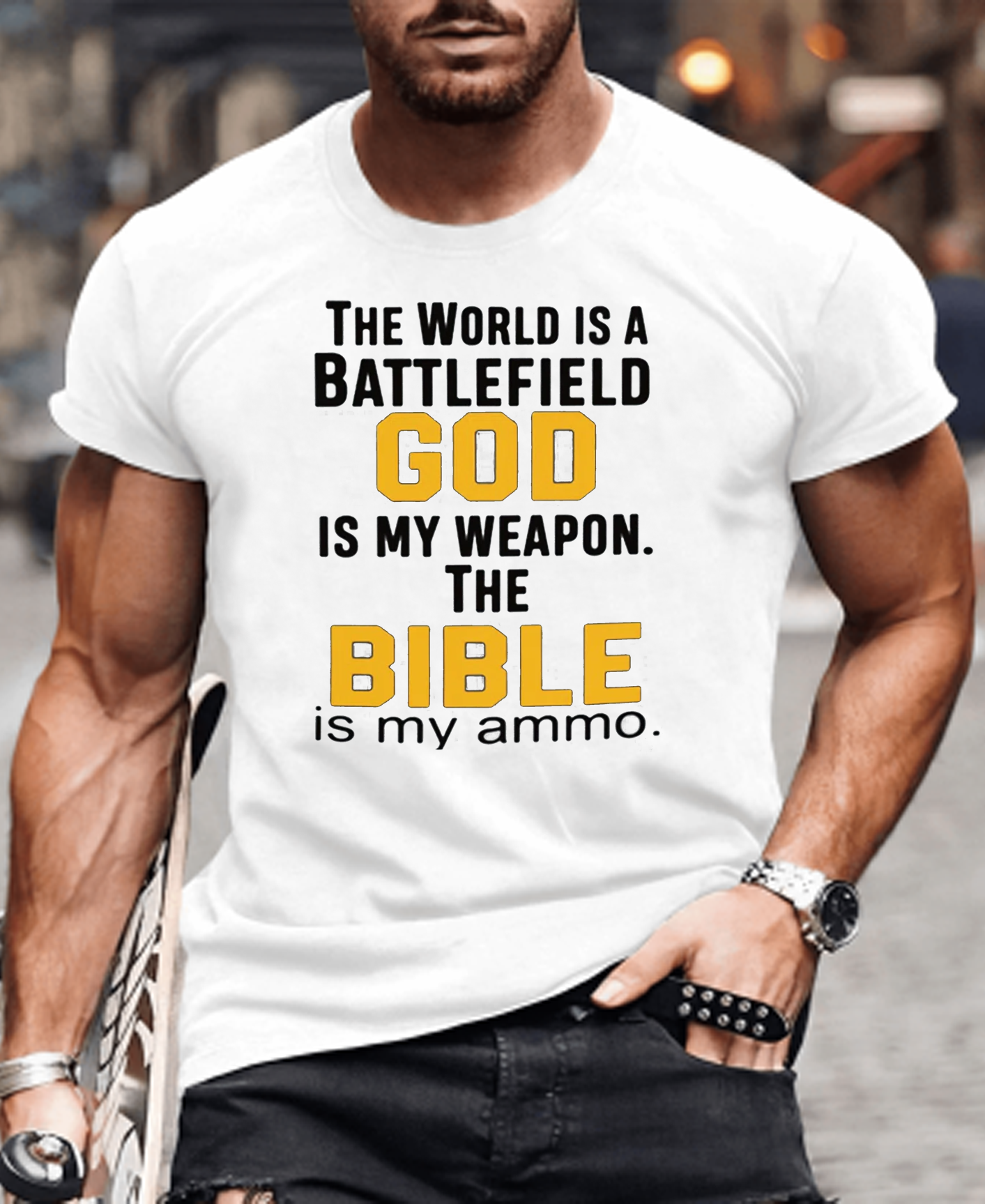 The World Is a Battlefield God Is My Weapon Tee