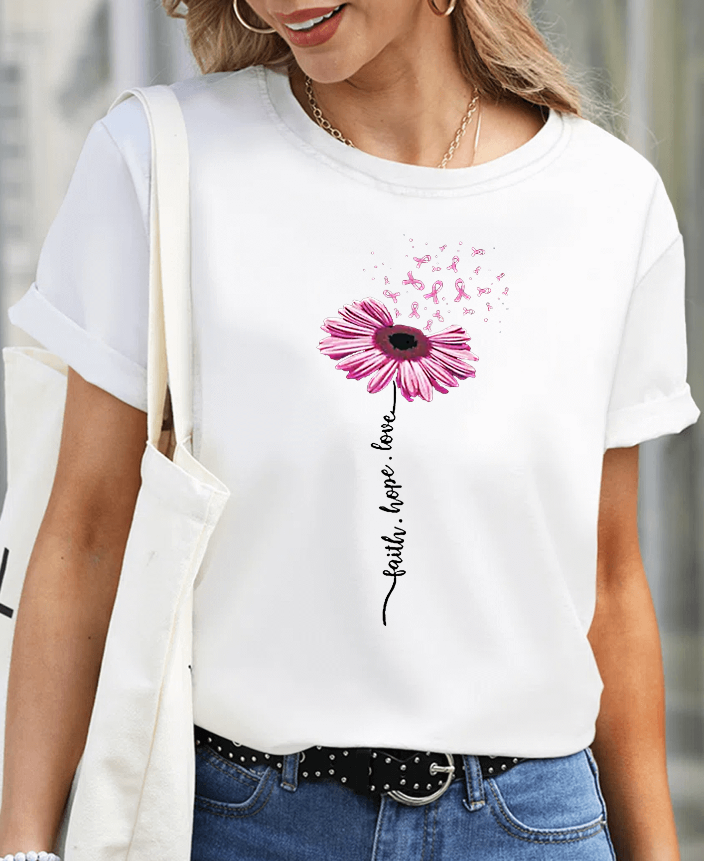 Faith hope love flower Women Tee